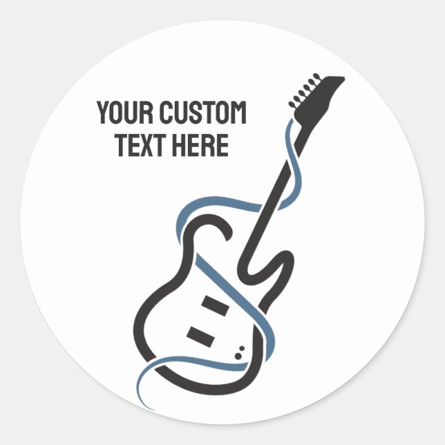 Sticker Rond Guitare stylisée de texte personnalisé (Devant)