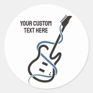 Sticker Rond Guitare stylisée de texte personnalisé
