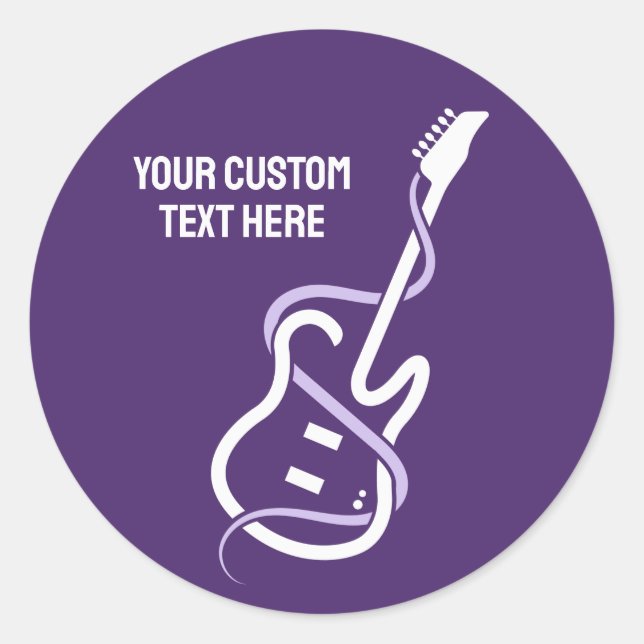 Sticker Rond Guitare stylisée de texte personnalisé (Devant)