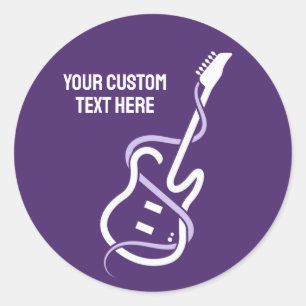 Sticker Rond Guitare stylisée de texte personnalisé