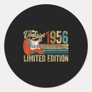 Sticker Rond Guitare vintage 1956 70 ans 70ème anniversaire