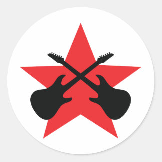 Sticker Rond Guitares croisées Red Star