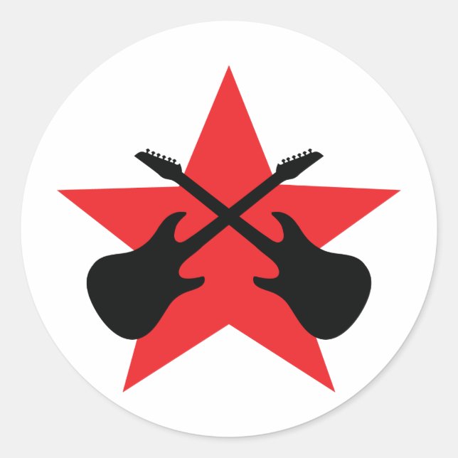 Sticker Rond Guitares croisées Red Star (Devant)