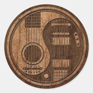 Sticker Rond Guitares électriques acoustiques Yin Yang Wood Eff