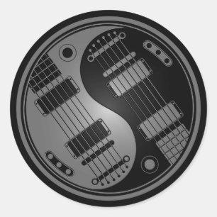 Sticker Rond Guitares grises et noires de Yin Yang