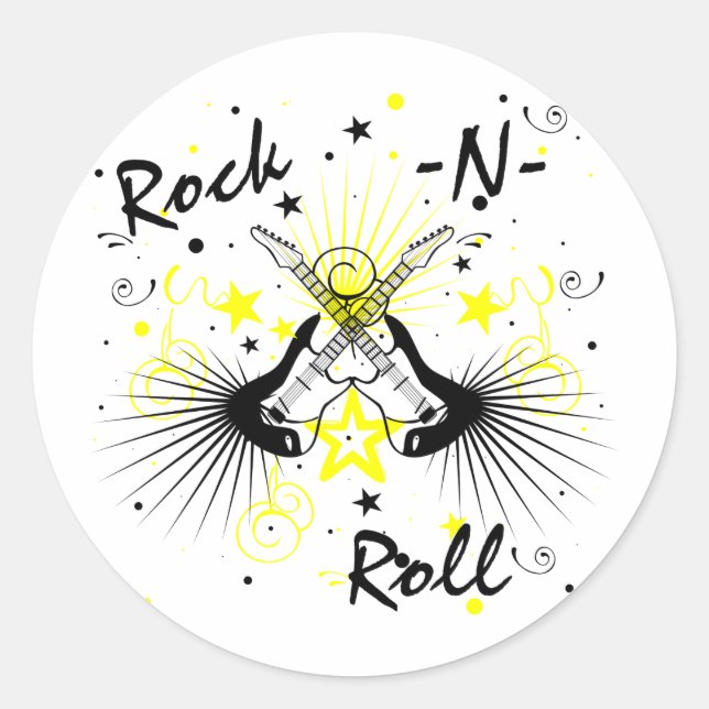 Sticker Rond Guitares Rock n Roll (Devant)