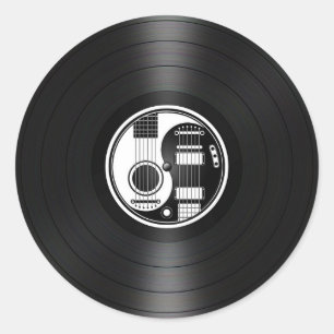 Sticker Rond Guitares Yin Yang blanches et noires Vinyl Graphis
