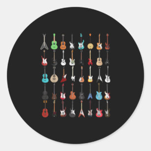 Sticker Rond Guitarist Guitar Musical Instrument Rock and Roll