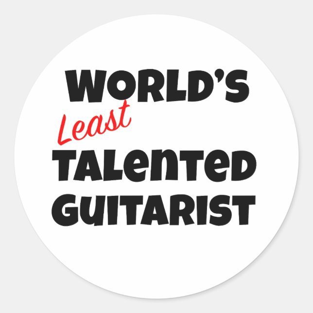 Sticker Rond Guitariste le moins talentueux du monde (Devant)