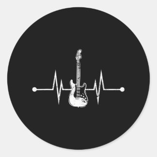 Sticker Rond Guitariste Lecteur basse Heartbeat Basse Guitare