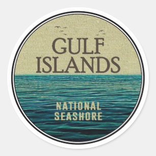 Sticker Rond Gulf Islands National Seashore Ocean Birds