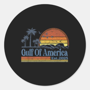 Sticker Rond Gulf Of Us America Est 2025 Retro Vintage Beach 1