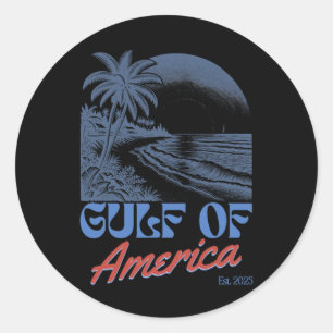Sticker Rond Gulf Of Us America Est 2025 Retro Vintage Beach 6