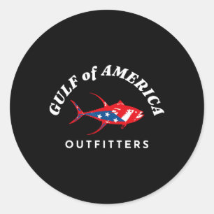 Sticker Rond Gulf Of Us America Outfitters Fish 2025 Retro Vint