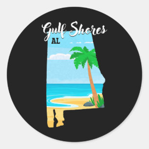 Sticker Rond Gulf Shores Al Vintage Orange Beach Alabyma Voyage