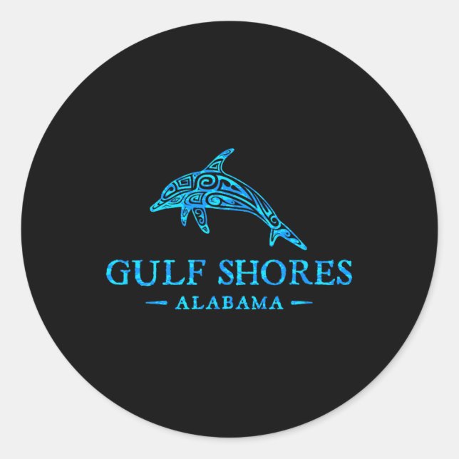 Sticker Rond Gulf Shores Alabyma Retro Dolphin Boys Girls Toddl (Devant)