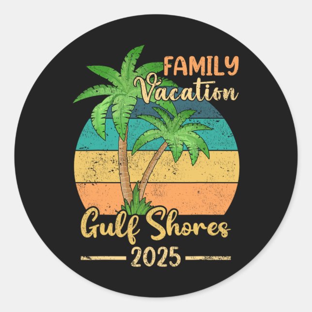 Sticker Rond Gulf Shores Beach Alabama Famille Vacances 2025 So (Devant)