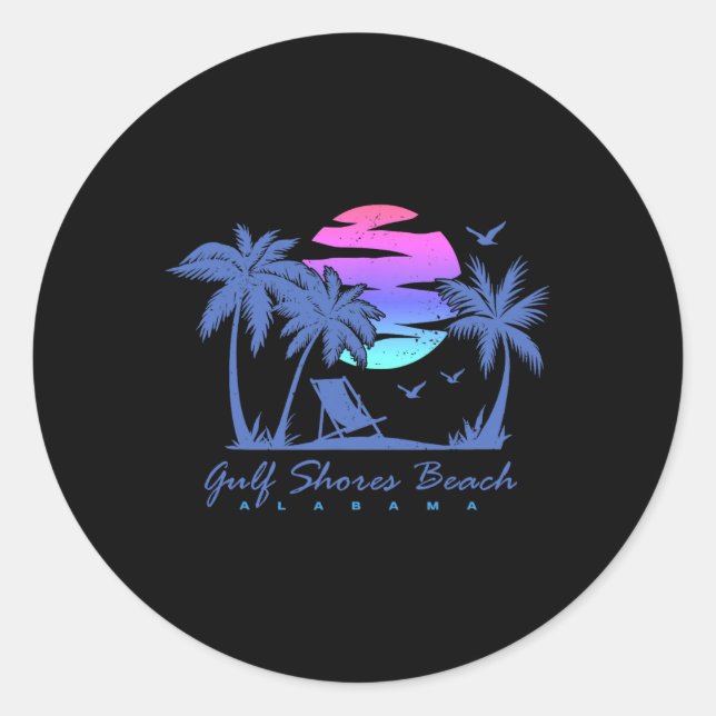 Sticker Rond Gulf Shores Beach Alabama Spring Break Vacation Tr (Devant)