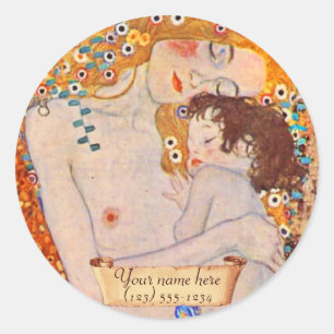 Sticker Rond Gustav Klimt Ages de la Femme Plaque d'accueil