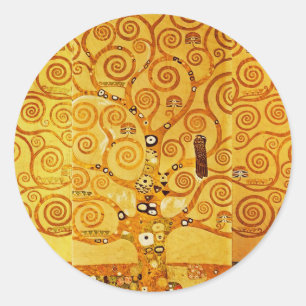 Sticker Rond Gustav Klimt Arbre de Vie : Symboliste Art Nouveau