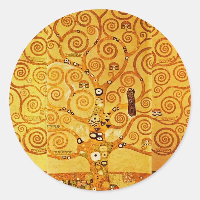 Sticker Rond Gustav Klimt Arbre de Vie : Symboliste Art Nouveau (Devant)