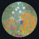 Sticker Rond Gustav Klimt Fleur Jardin Cottage Nature<br><div class="desc">Un beau tableau de jardin - c'est un tableau classique de Gustav Klimt,  appelé Cottage Garden,  ou Bauergarten,  1907,  qui est un gros plan d'un jardin fleuri,  un tableau floral coloré.</div>