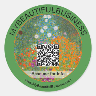 Sticker Rond Gustav Klimt - Jardin des fleurs Code QR