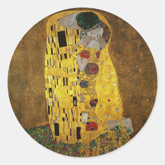 Sticker Rond Gustav Klimt Le Baiser (Devant)