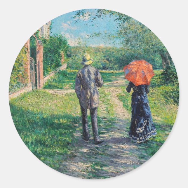 Sticker Rond Gustave Caillebotte - Le chemin vers le haut (Devant)