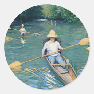 Sticker Rond Gustave Caillebotte - Skiffs on the Yerres