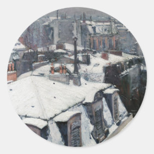 Sticker Rond Gustave Caillebotte - Toits sous la neige