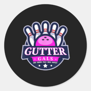 Sticker Rond Gutter Gals Nom d'équipe de bowling drôle pour fem
