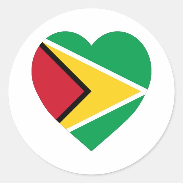 Sticker Rond Guyana - Coeur du drapeau (Devant)