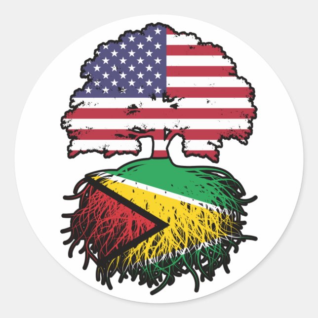 Sticker Rond Guyane Guyane Américaine Etats-Unis Drapeau des ra (Devant)