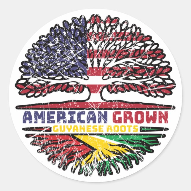 Sticker Rond Guyane Guyane États-Unis États-Unis Arbre (Devant)