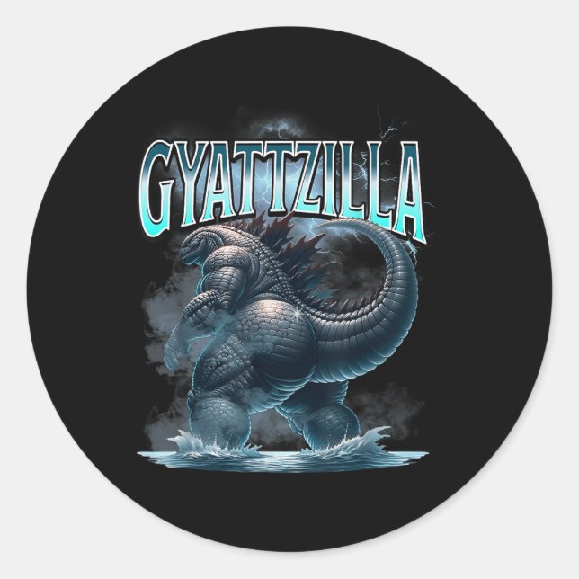 Sticker Rond Gyattzilla Meme Zilla Kaiju Rizz Brainrot Skibidi (Devant)