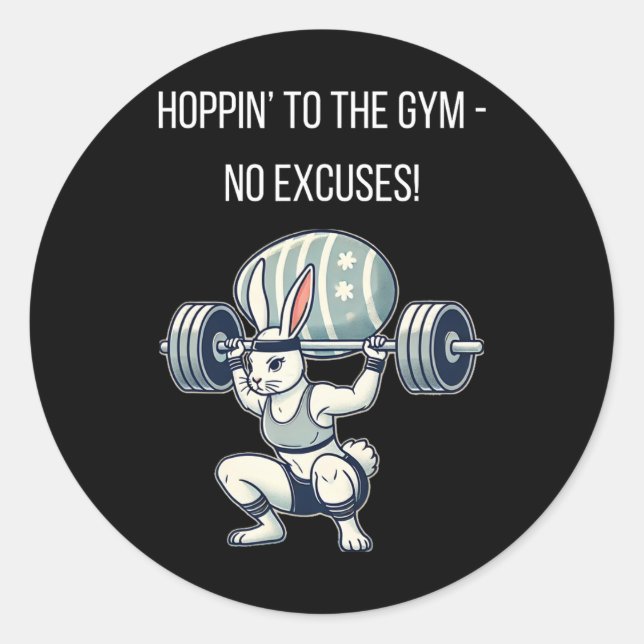 Sticker Rond Gym Easter Bunny Fitness Easter Rabbit  (Devant)