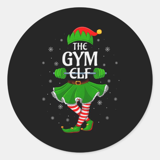 Sticker Rond Gym Elf Christmas Family Workout Girls Women Elf S (Devant)