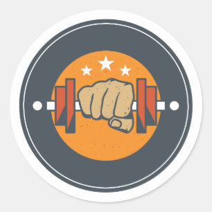 Sticker Rond Gym esthétique / Fitness   plus fort chaque jour