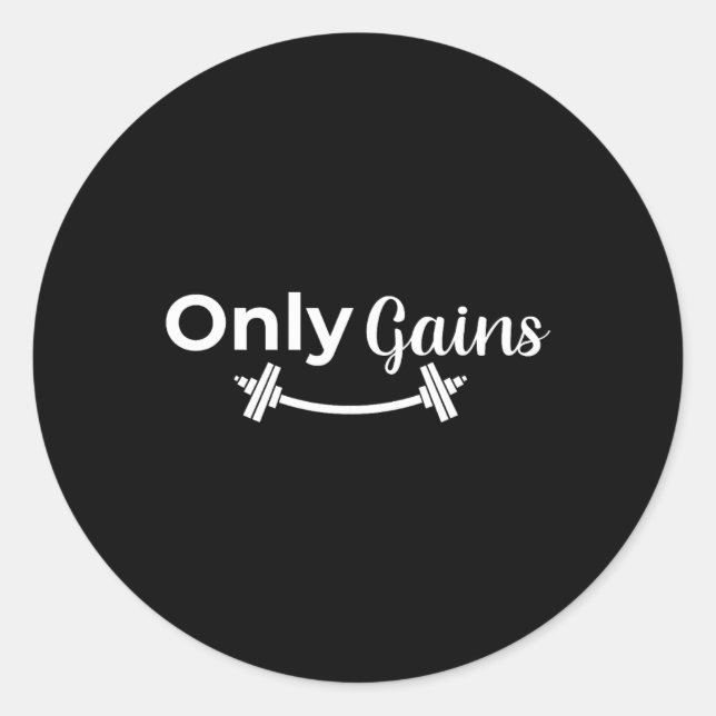 Sticker Rond Gym Gains Only Lifting Bodybuilding Workout Funny  (Devant)