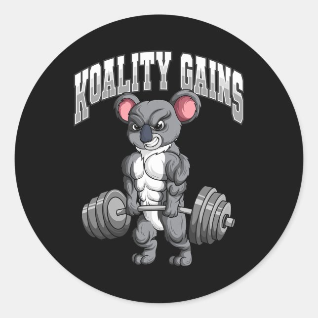 Sticker Rond Gym Koala Bodybuilding (Devant)