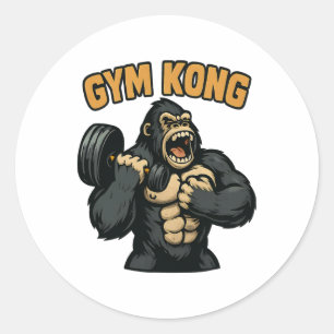 Sticker Rond Gym Kong Drôle de musculation Fitness Gorille Bête