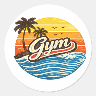 Sticker Rond Gym Retro Sunset Design