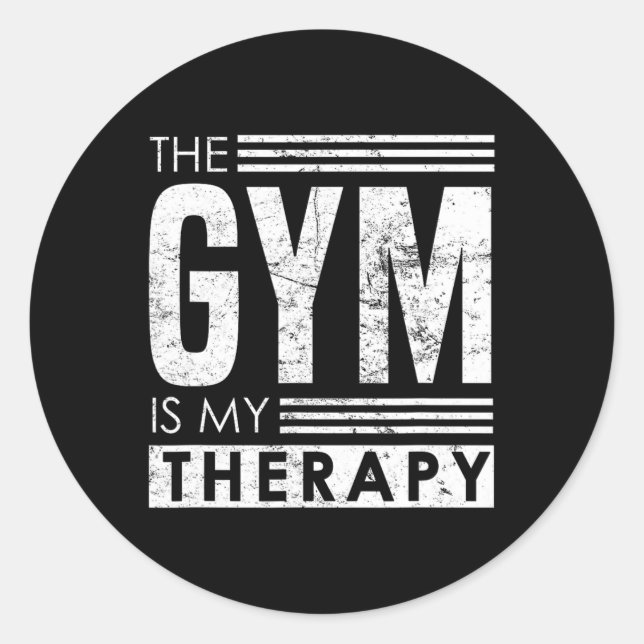 Sticker Rond Gym Therapy - Self Belief Bodybuilding Phrase (Devant)