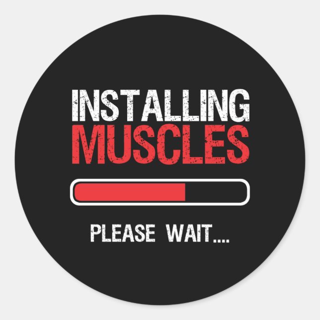 Sticker Rond Gymnase Fitness Body Builder Installation Muscle (Devant)