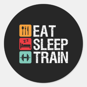 Sticker Rond Gymnase Motivation Exercice Fitness Manger Sleep T