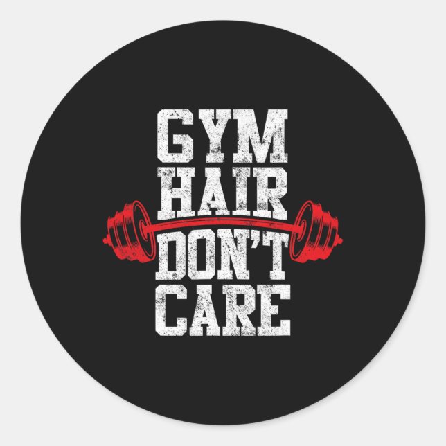 Sticker Rond Gymnase Poids Lifting Bodybuilding Gym Cheveux D (Devant)