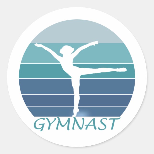 STICKER ROND GYMNAST - J'AIME LA GYMNASTIQUE. (Devant)