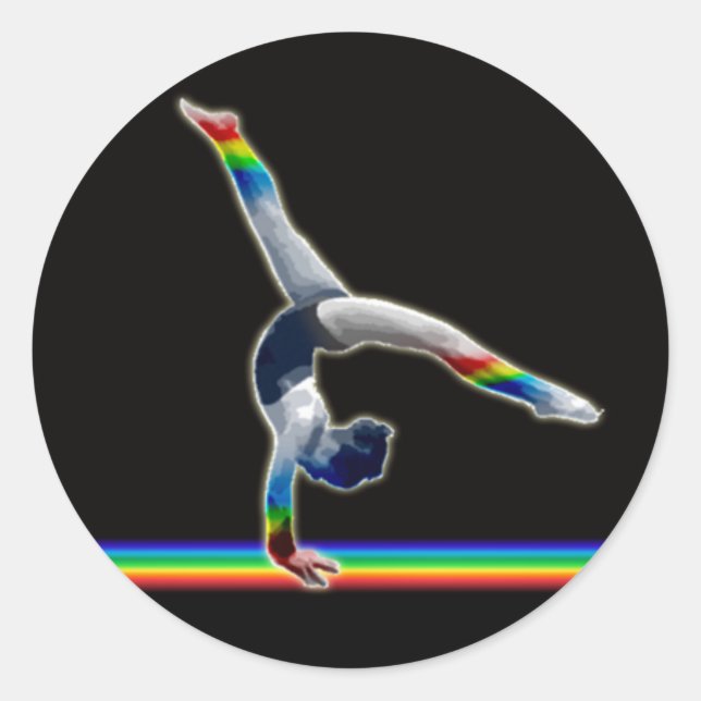 Sticker Rond Gymnaste sur un arc-en-ciel (Devant)