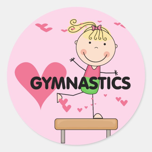Sticker Rond GYMNASTICS - T-shirts Blond Girl Balance (Devant)